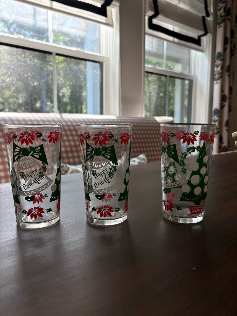 Hazel Atlas Festive Red & Green Holiday Glass Tumbler Set - 3-Pack